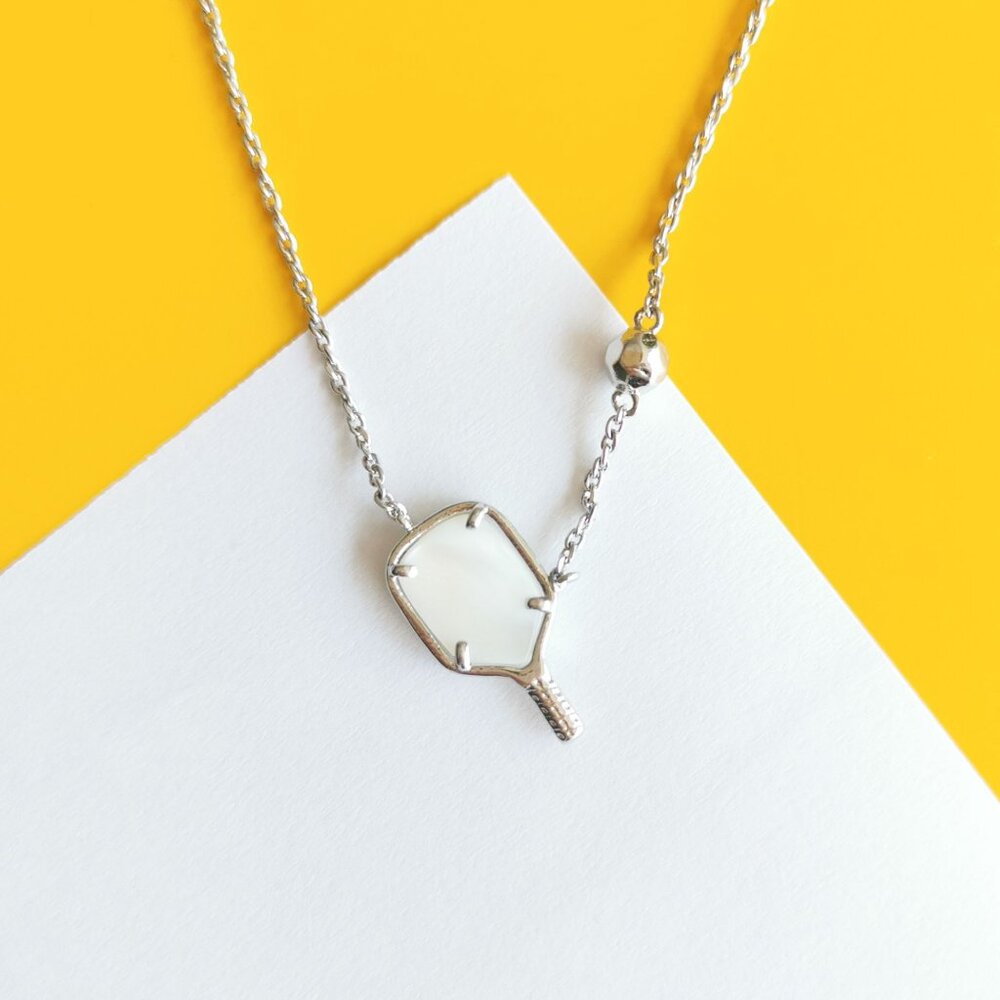 Pickleball Silver Ivory Mother-of-Pearl Necklace by Kendra Scott